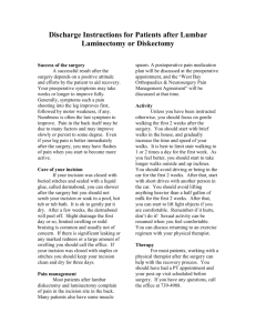 Discharge Instructions for Patients after Lumbar Laminectomy or