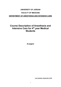 HIGHER SPECIALIZATION IN ANESTHESIA AND INTENSIVE