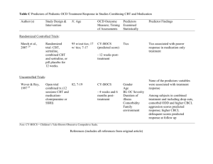 Table 3 Predictors of Pediatric OCD Treatment Response in Studies