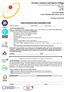 Risk Assesment form - St Luke`s Science and Sports College