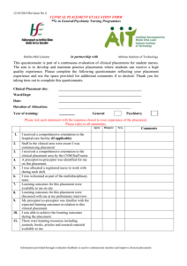 Clinical Placement Evaluation Form 2010 BSc in Psychiatry/General
