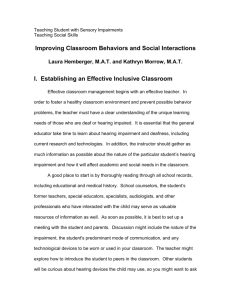 Improving Classroom Behaviors and Social Interactions