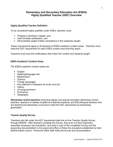 NCLB Highly Qualified Teacher (HQT) Overview for