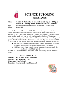 SCIENCE TUTORING SESSIONS When: Monday & Wednesday of