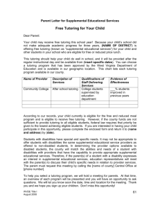 Parent Letter for Supplemental Educational Services
