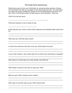 Third Grade Parent Questionnaire