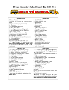 Driver Elementary School Grade Level Supply Lists