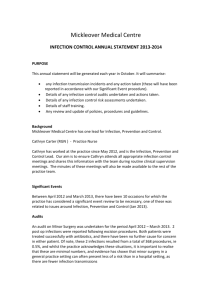 Infection Control Annual Statement 2013 to 2014