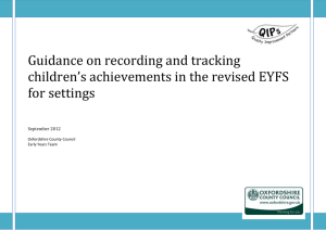 Guidance on recording and tracking children`s achievements in the