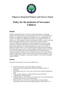 Policy for the Inclusion of Newcomer Children