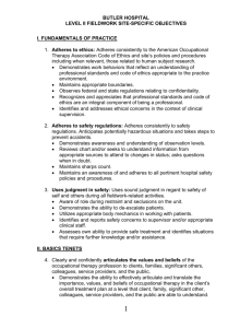 Fieldwork Objectives for the OT intern