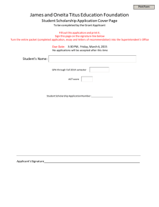 Student Scholarship Application Cover Page