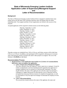 State of Minnesota Emerging Leaders Institute Application: Letter of