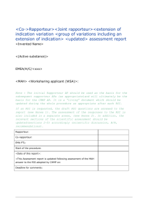 CHMP Rapporteur AR extension of indication overview Template