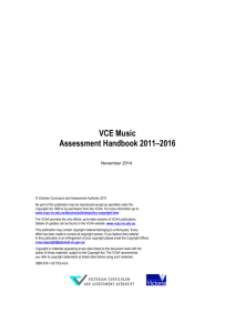 VCE Music Assessment Handbook 2011-2016