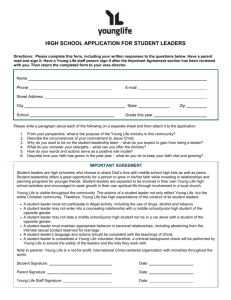 High School Application for Student Leadership