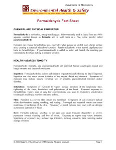Formaldehyde Fact Sheet - the Department of Environmental Health