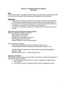 Section on Pediatrics – Research Agenda