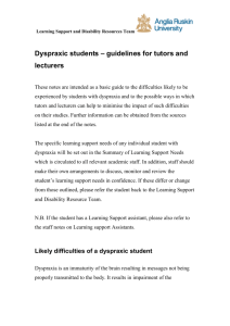 Dyspraxic students – guidelines for tutors and lecturers