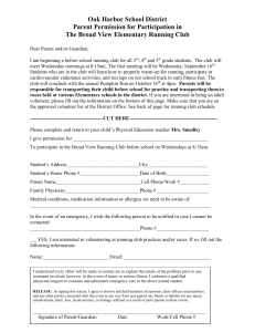 Parent Permission form Before School Running Club