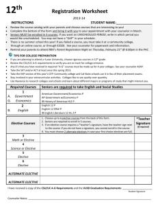 12th GRADE COURSE WORKSHEET