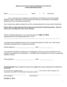 National Junior Honor Society Application Form 2013