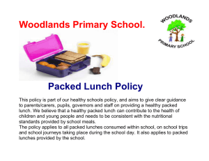 Woodlands Primary School packed lunch poli