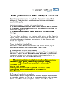 A brief guide to medical record keeping for clinical staff