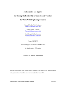 Mathematics and Equity:Developing the Leadership of Experienced