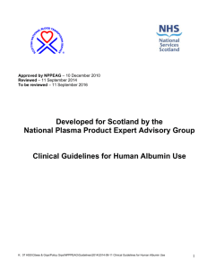Guidelines for the Usage of Human Albumin Solution at WIG/GGH