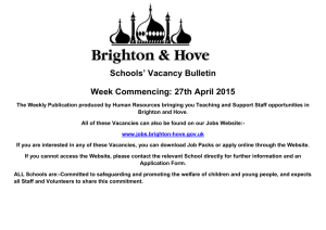 Schools` Vacancy Bulletin Week Commencing: 27th April 2015 The