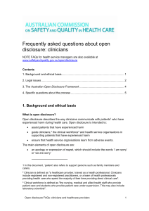 Open Disclosure FAQs for clinicians