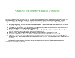 Objectives of Elementary Education Curriculum