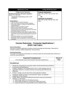 Course Outcomes - Computer Applications I