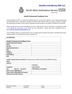 Greater Manchester NHS 111 professional feedback form