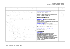 Curriculum Planning Modules: Activity 1.4 Drivers for student learning