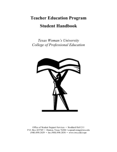 Teacher Education Program - Texas Woman`s University