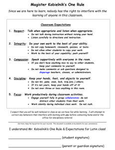 Classroom Expectations and Consequences for Mr