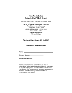 HANDBOOK-2012 - John W. Hallahan Catholic Girls` High School