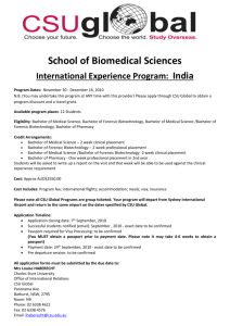 School of Biomedical Sciences International Experience Program