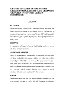 surgical outcomes of tension free suprapubic midurethral sling