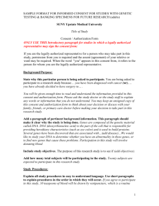 Genetic Testing & Banking Adults Consent Template