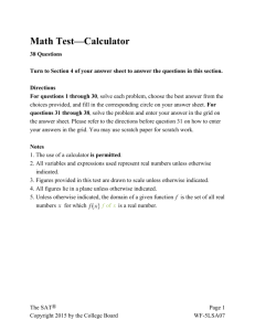 SAT Practice Math Test 2 (Calculator Permitted)