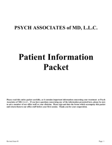 New Patient Information Packet - Psych Associates of Maryland, LLC