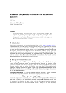 Variance of quantile estimators in household surveys