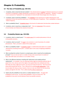 Chapter 6: Probability 6.1 The Idea of Probability (pp. 330