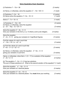 Solve Quadratics Exam Questions