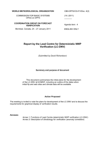 Report by the Lead Centre for Determinist NWP verification
