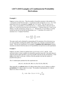 1.017 Class 11 Methods for Deriving Probabilities