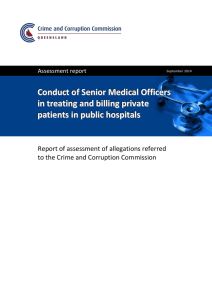 Conduct of Senior Medical Officers in treating and billing private
